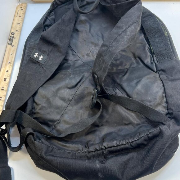 Women's Under Armour Camo Backpack Black School Travel Sports Bag Lightweight - Picture 2 of 2